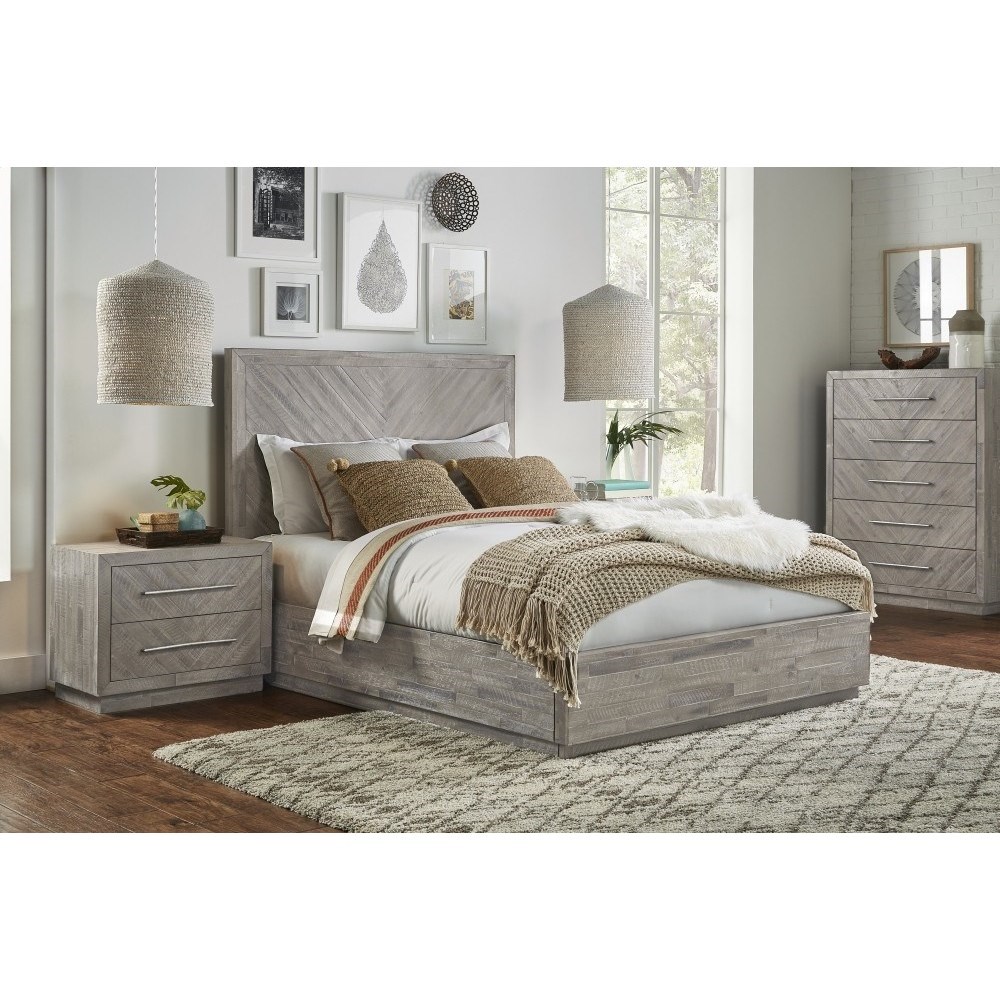 Modus herringbone solid wood platform bed sales in rustic latte 5qs3h